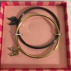 Victoria's Secret Gunmetal & Gold Tone Angel Wing Bangle Set NIB
